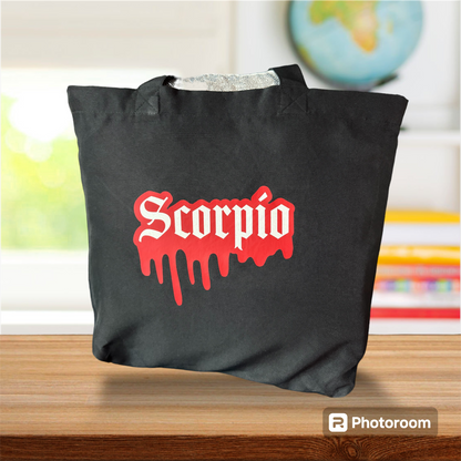 Scorpio drip tote bag